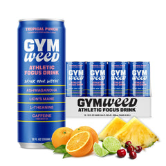 GYM WEED Tropical Punch bottle front showing bold flavor and pre-workout focus energy.