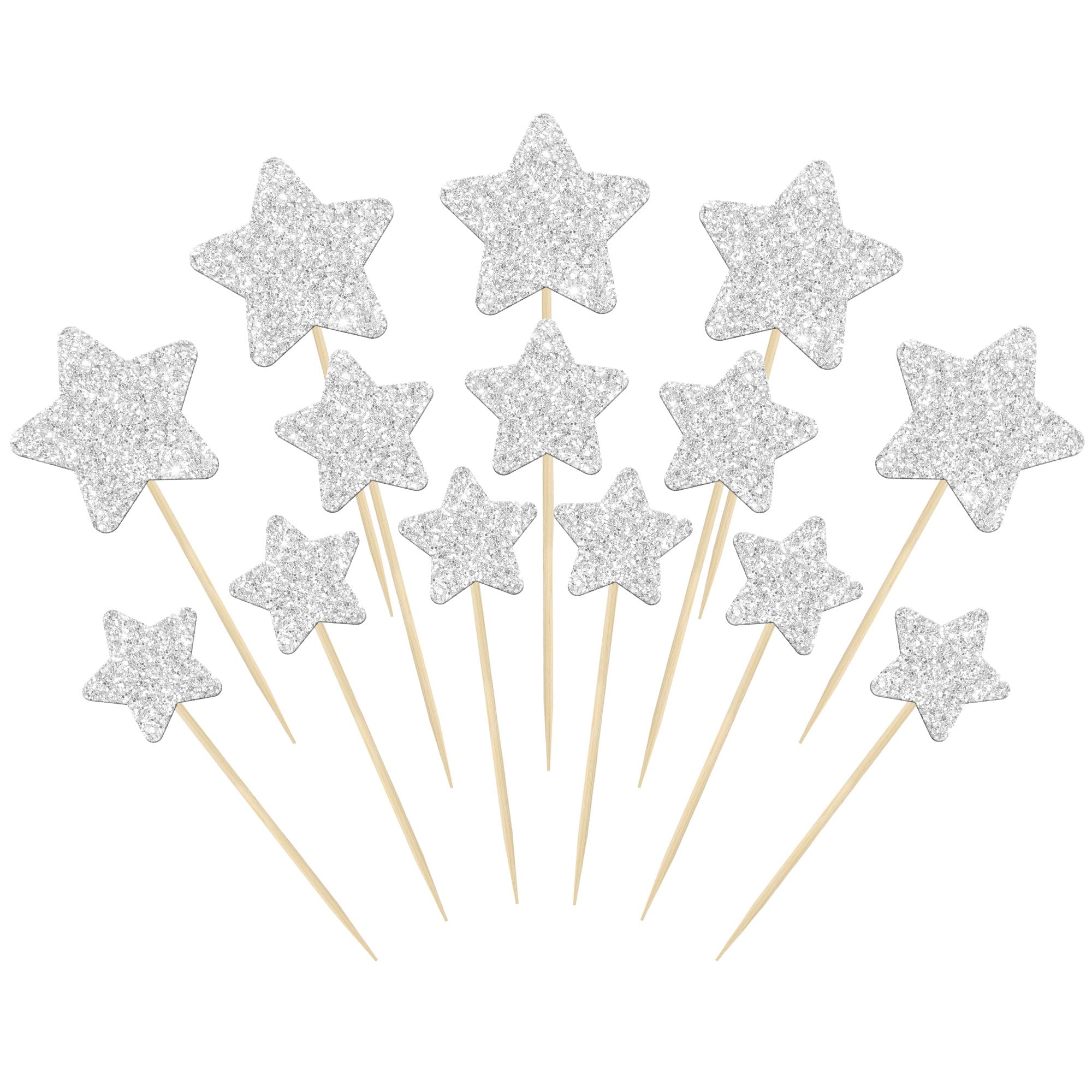 Gyufise 42Pcs Little Star Cupcake Toppers ready to insert for instant cake decor.