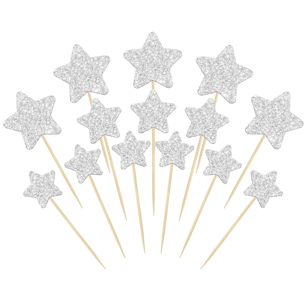 Gyufise 42Pcs Little Star Cupcake Toppers ready to insert for instant cake decor.