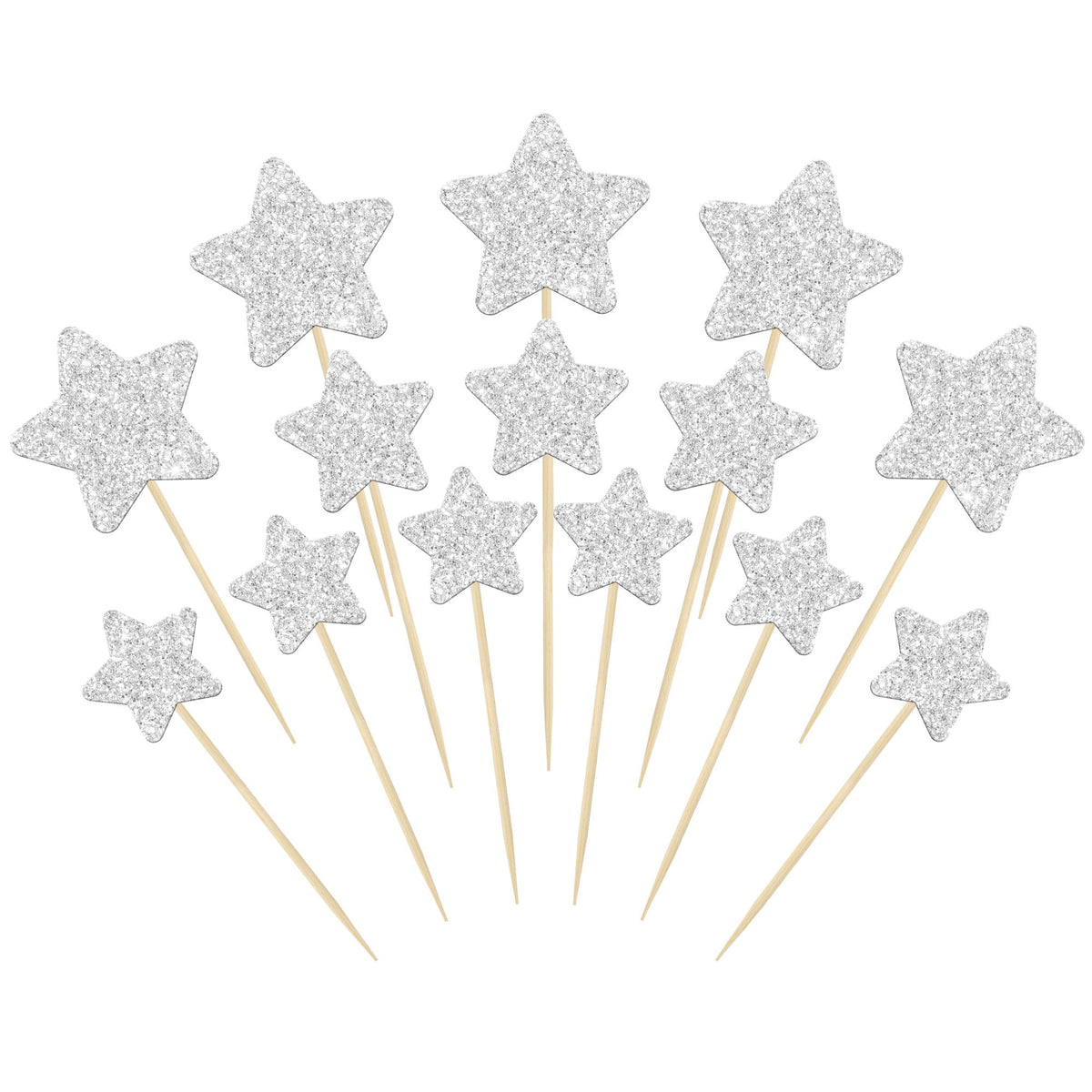 Gyufise 42Pcs Little Star Cupcake Toppers ready to insert for instant cake decor.