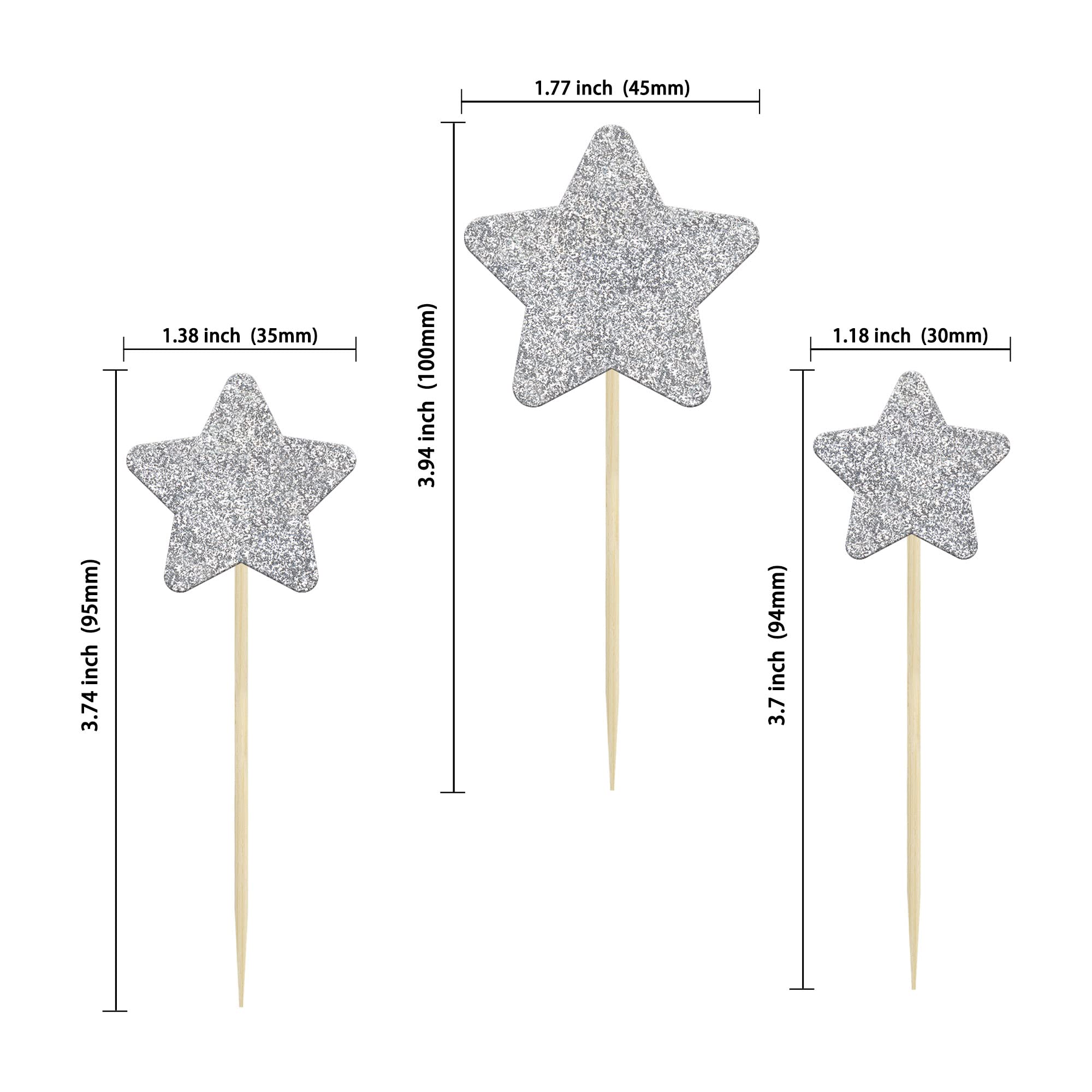 Gyufise glitter star picks add sparkle for weddings and celebrations.