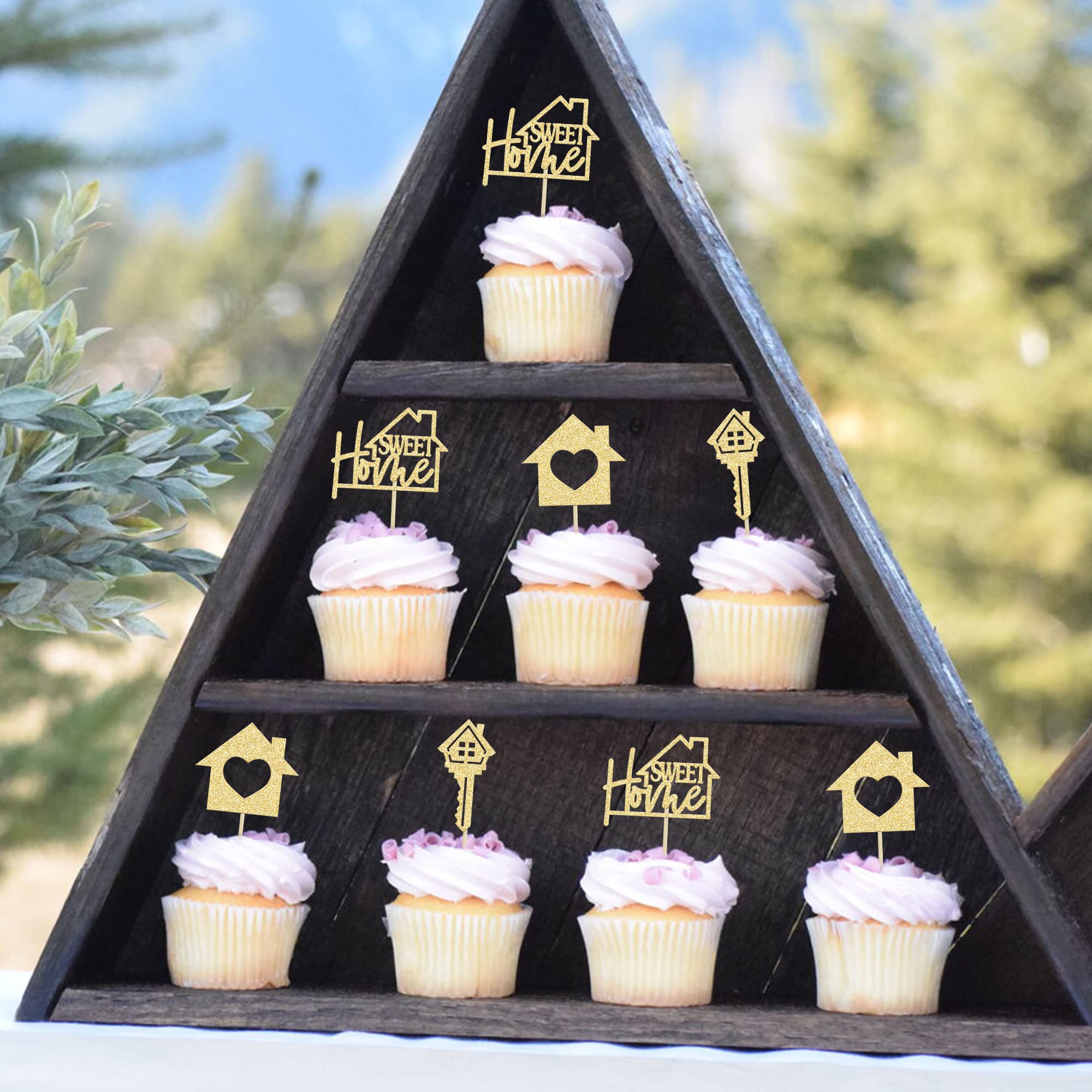 Gyufise Sweet Home theme party decorations for cakes and treats.