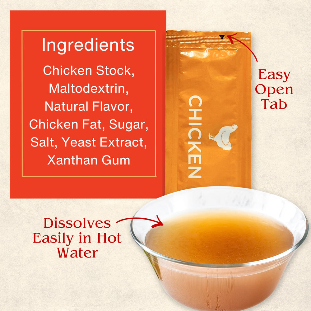 Pouring broth from a packet into a cup with Habanerofire