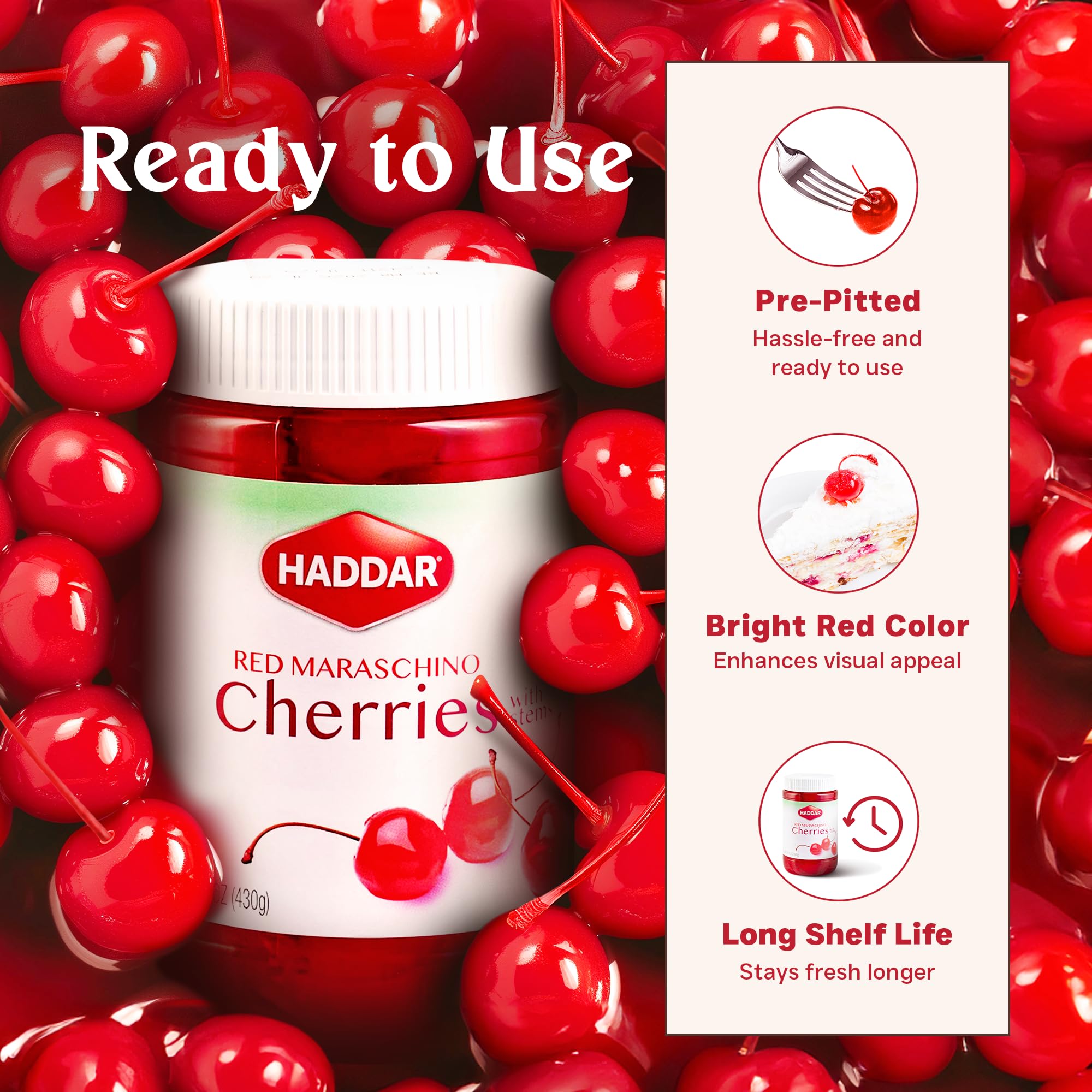 Haddar cherries for drink garnishes elevate beverages with color and taste.