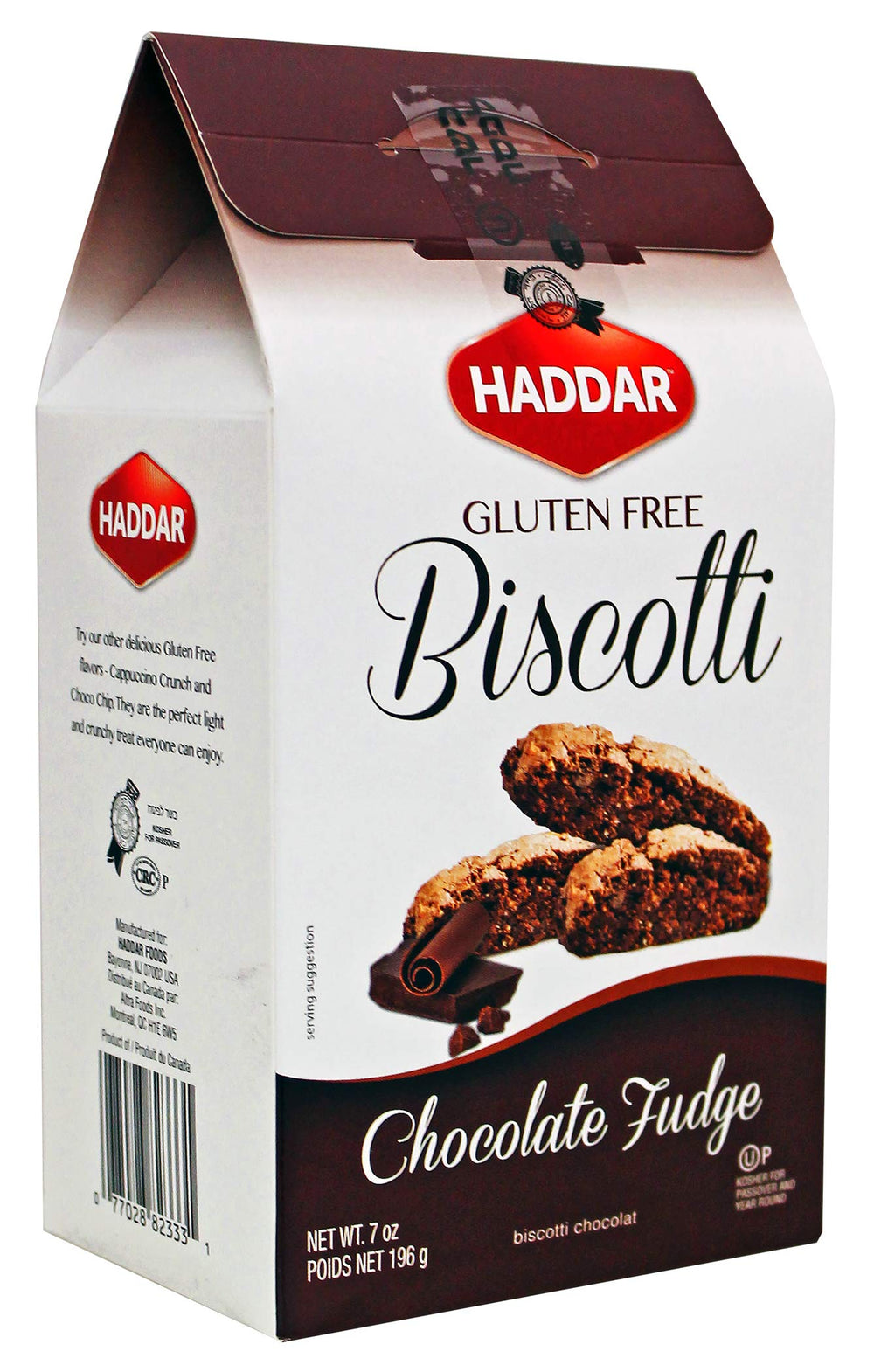 Haddar gluten free biscotti served with coffee on a plate.