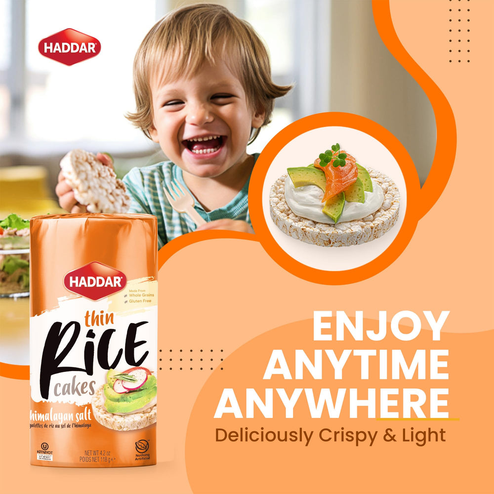 Himalayan sea salt detail on Haddar rice cakes.