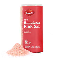 Haddar Pink Himalayan Salt 16oz shaker for precise seasoning
