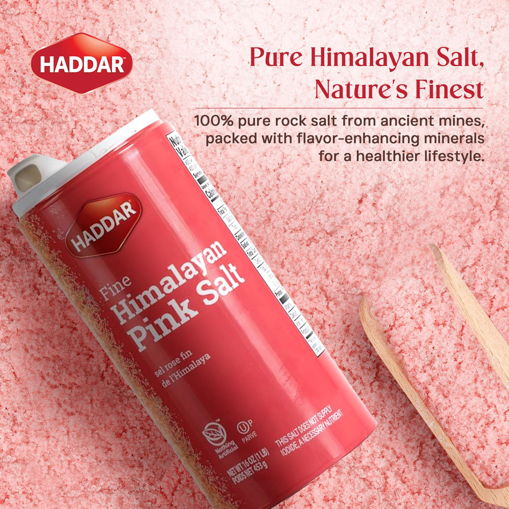 Haddar Pink Himalayan Salt fine-grain crystals ideal for cooking