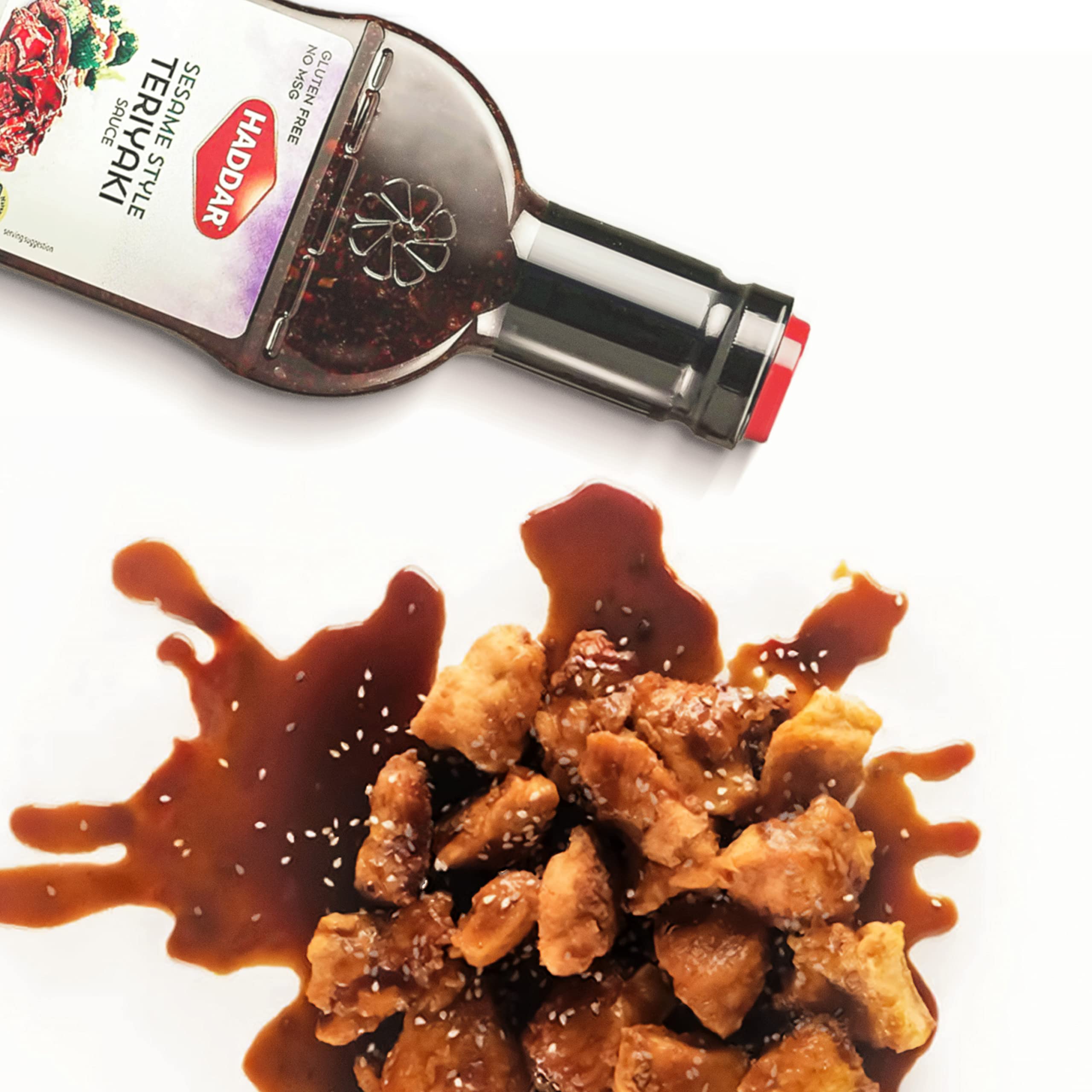 Haddar sesame style teriyaki sauce 2 pack on kitchen counter, gluten free and kosher