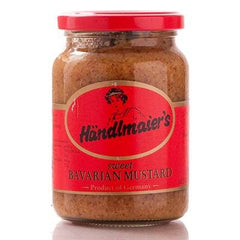 Händlmaier Sweet Bavarian Mustard in a glass jar, perfect with sausages.