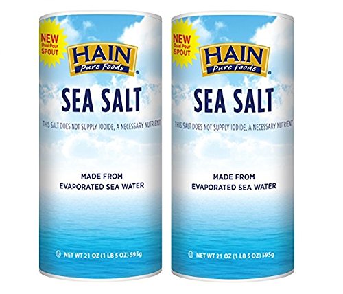 Hain Pure Foods Sea Salt crystals for seasoning and finishing dishes.