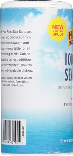 Hain sea salt being used near the stovetop for cooking