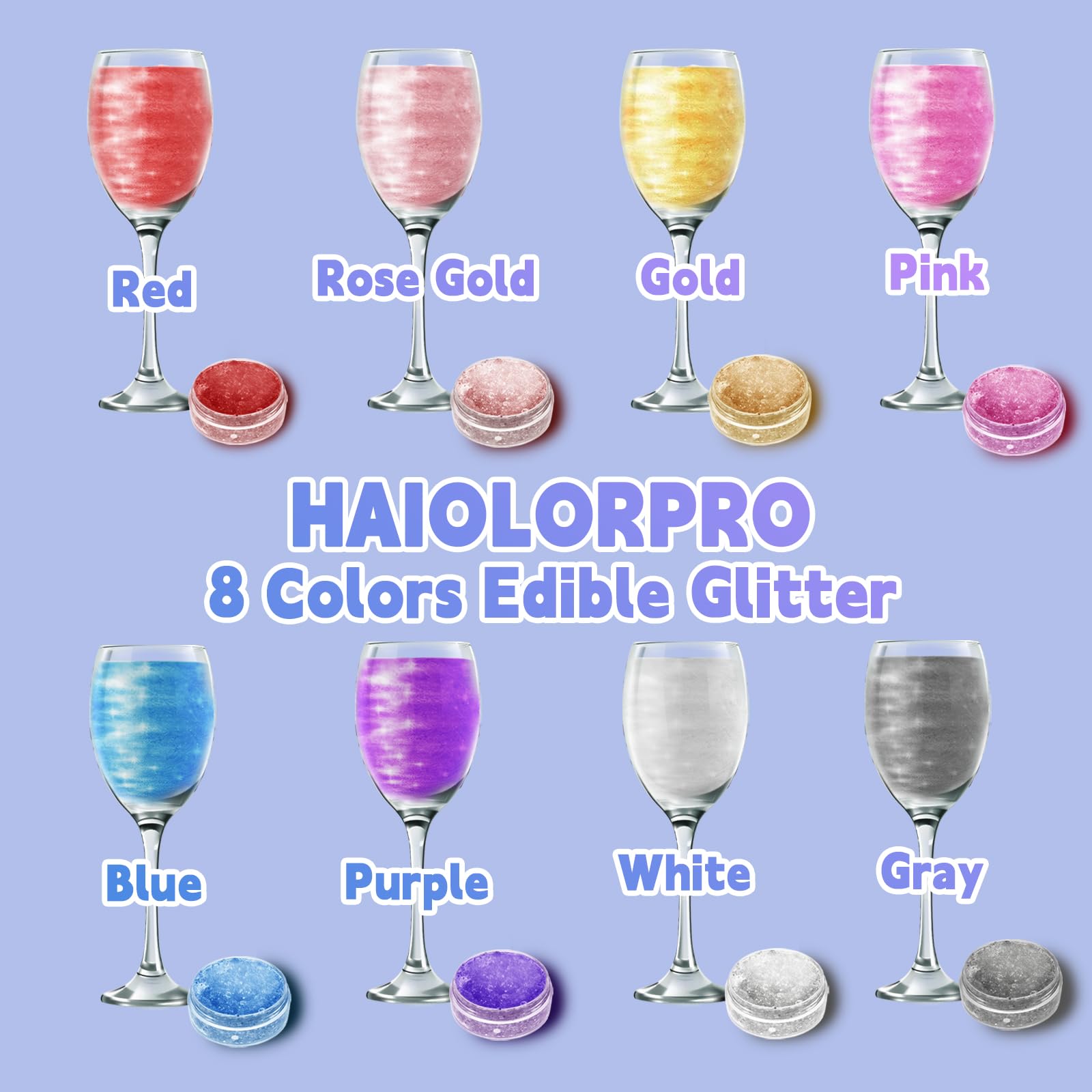 HAIOLORPRO edible glitter blue powder creates vivid cocktails and desserts.