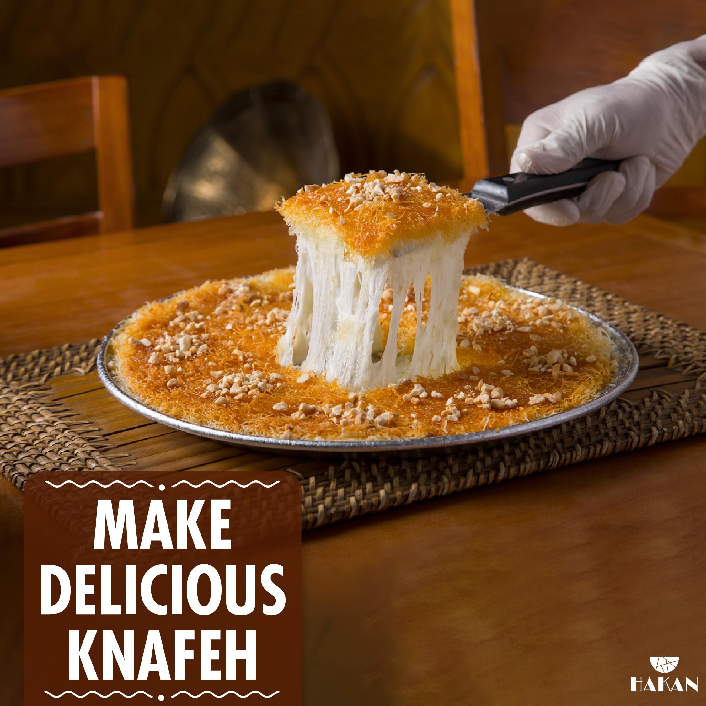 Hakan kataifi syrup soaking step creates a glossy, authentic finish.