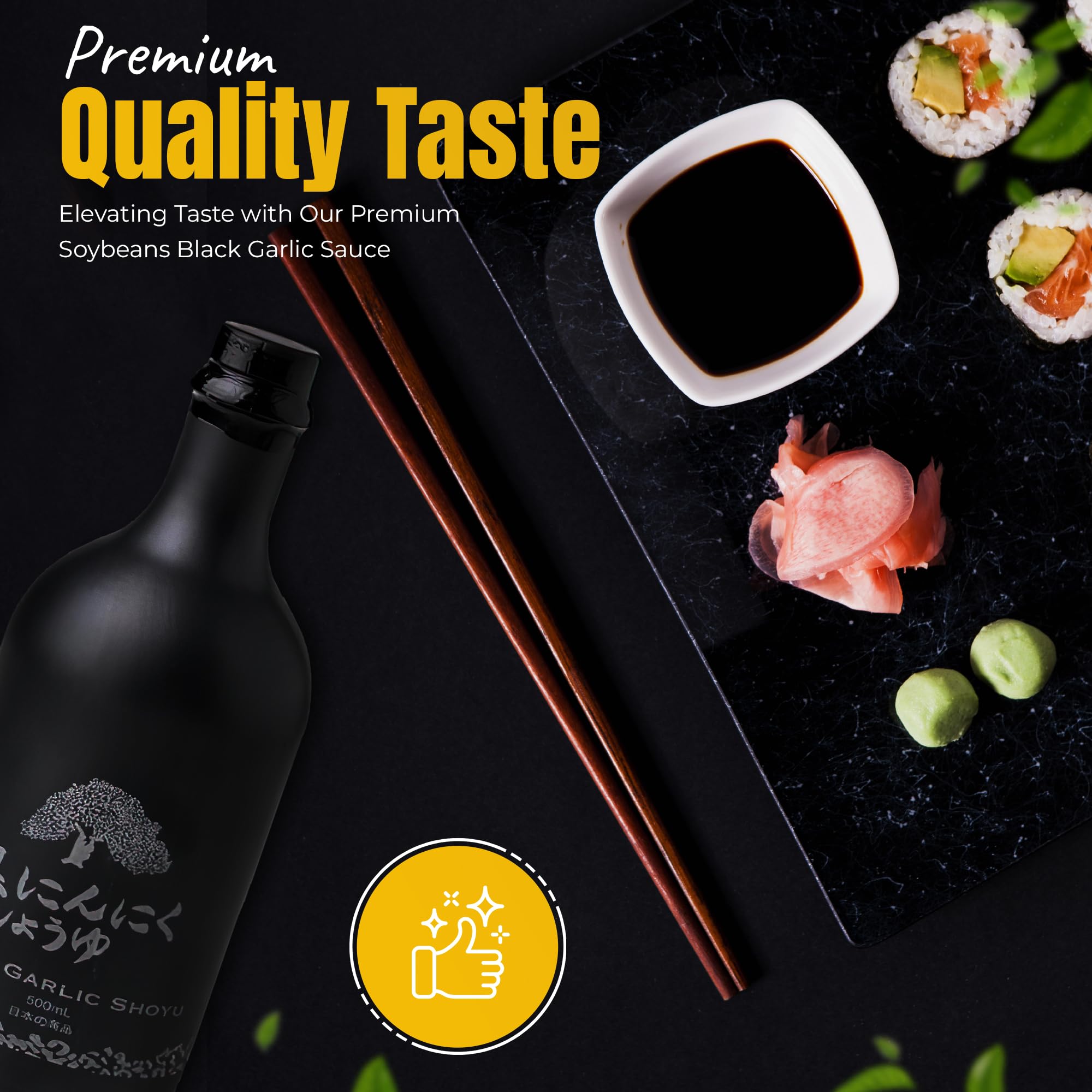 HAKU Black Garlic Shoyu pairing ideas for meat and vegetables