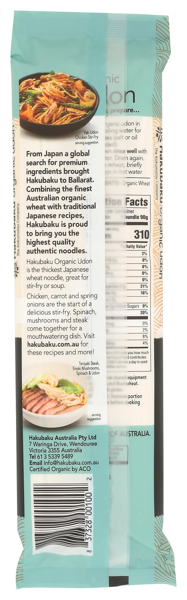 Organic Hakubaku udon raw noodles for fresh, home-cooked dishes