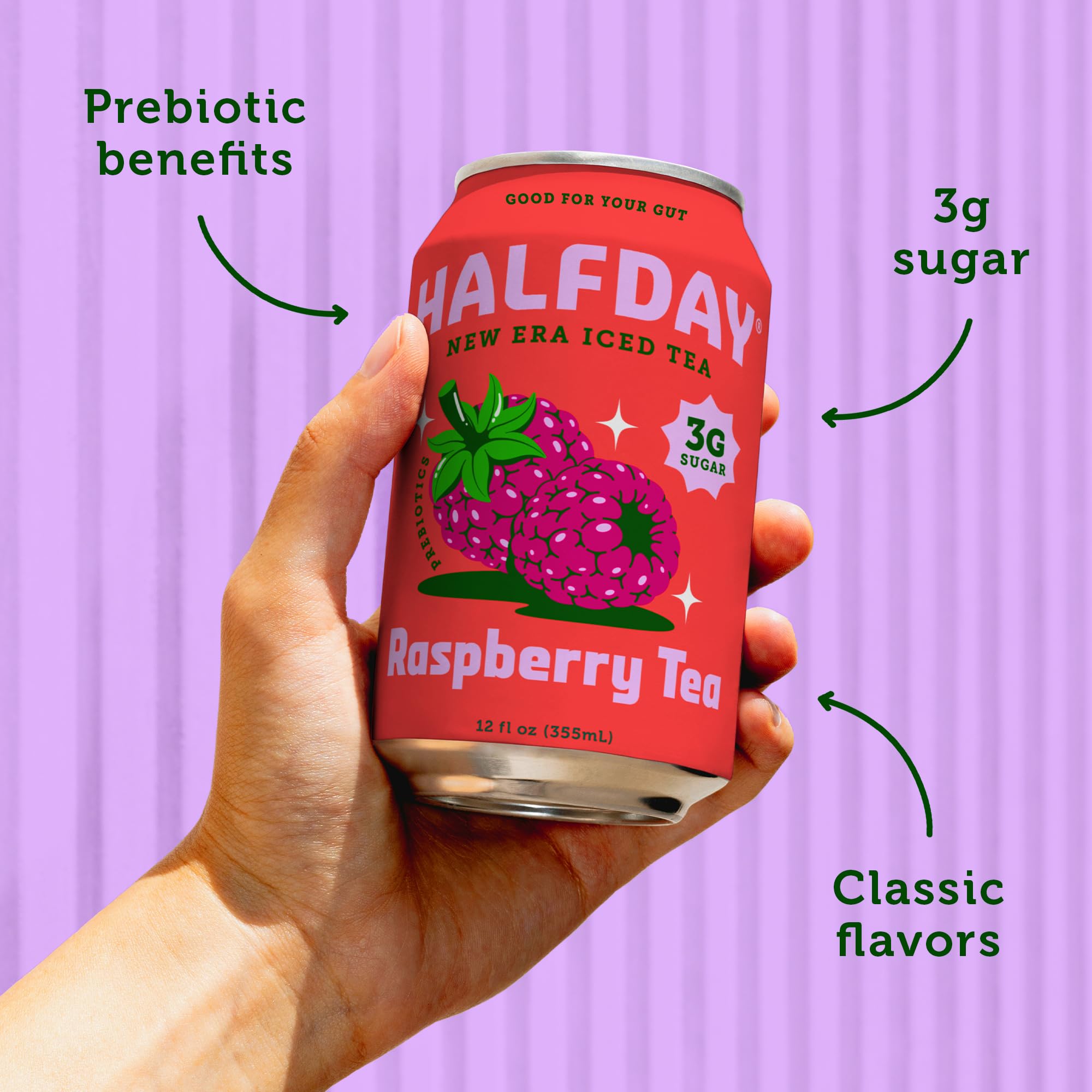 Halfday 12-pack packaging on display for convenient grab-and-go.