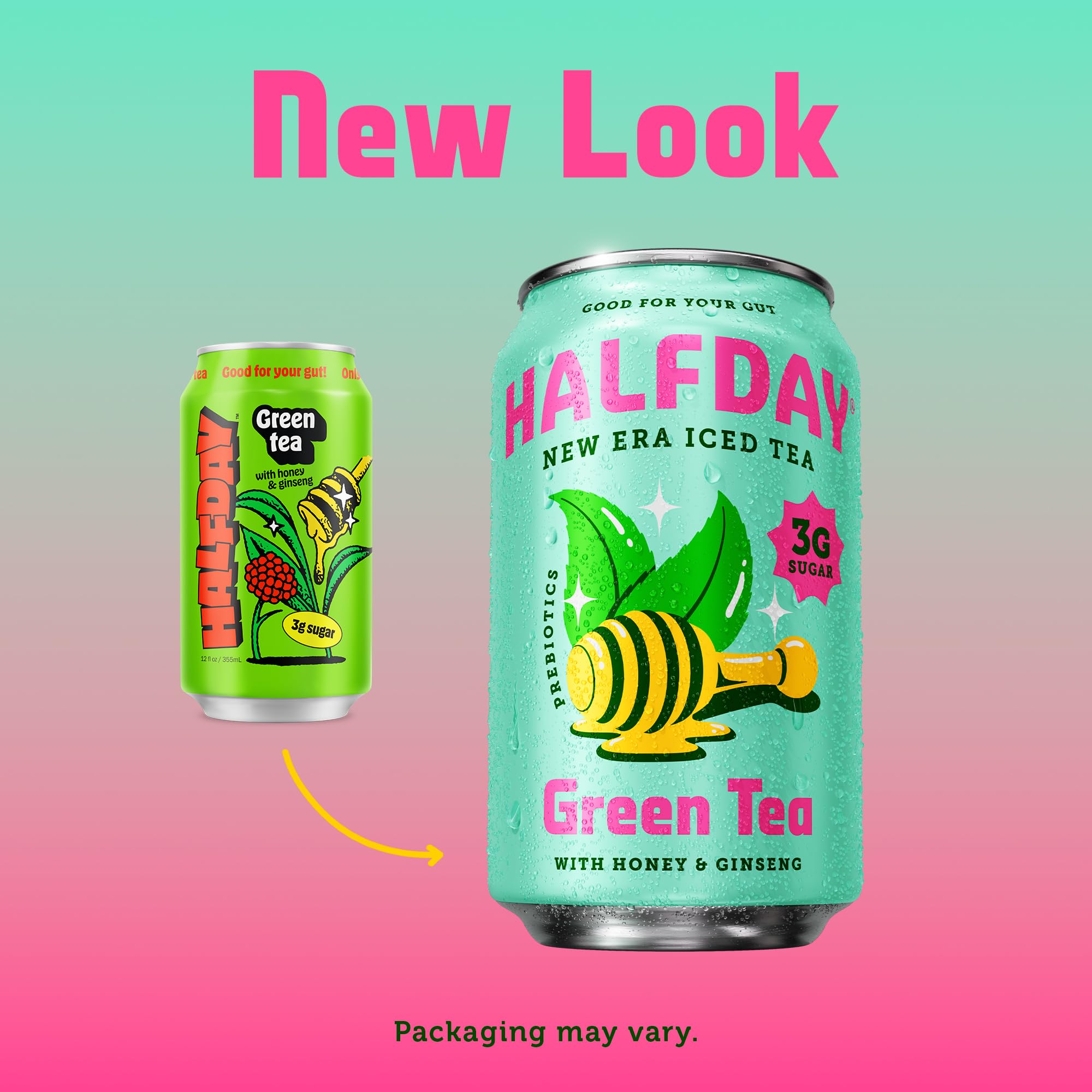 Halfday can pours into a glass for a refreshing, low-calorie experience