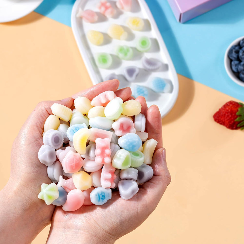 Bright colors of Halfoma candies shine on a dessert table