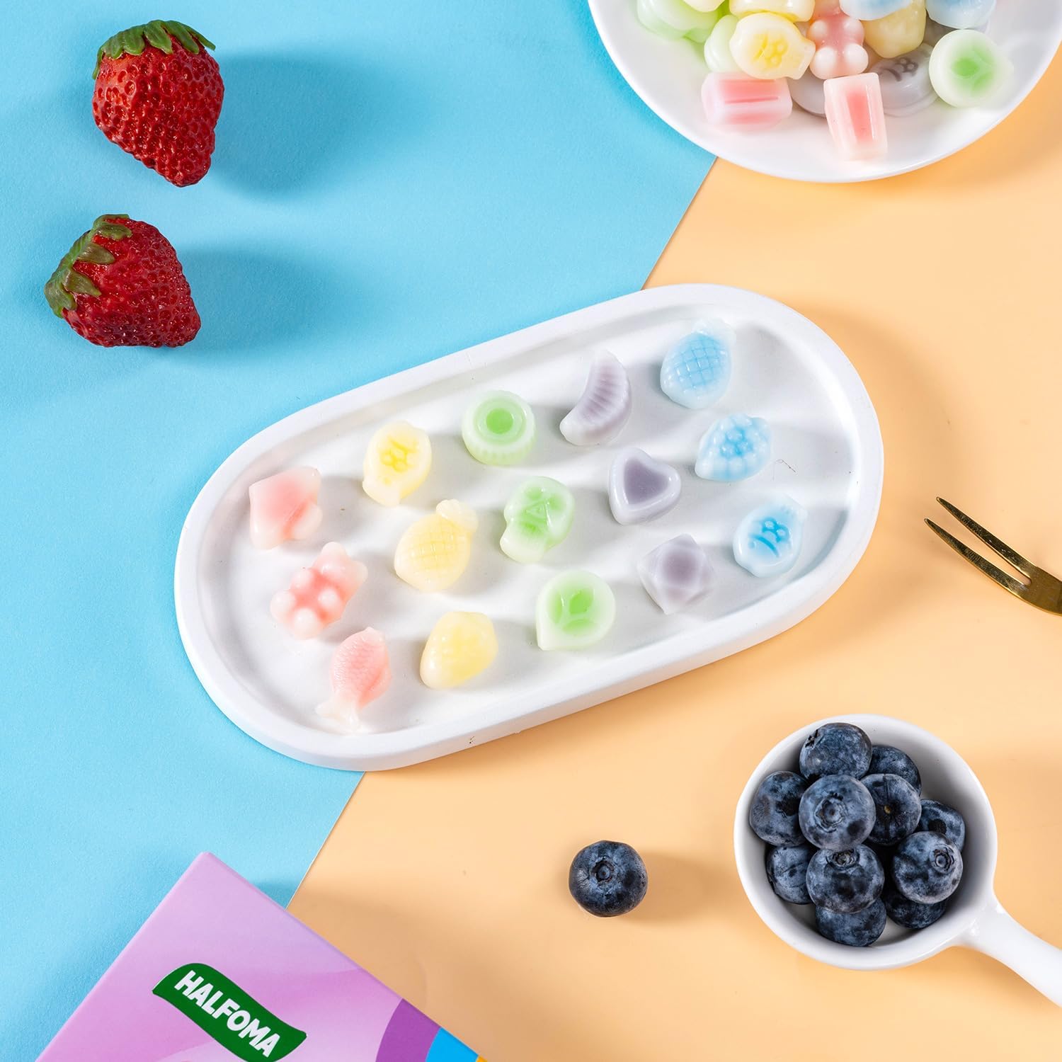 Serving idea: Halfoma wax bottle candies on a stylish tray