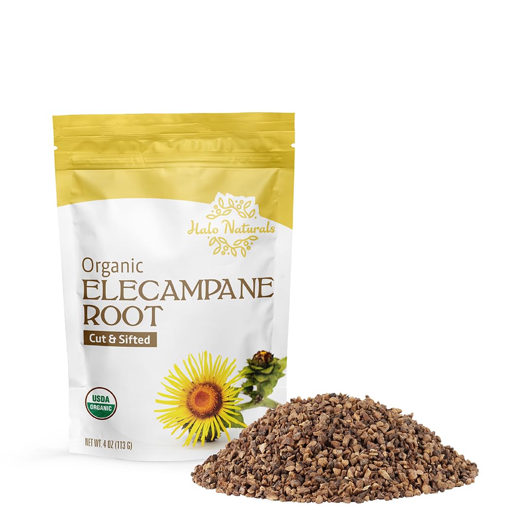 Halo Naturals elecampane root cut-sifted ready for herbal blends.