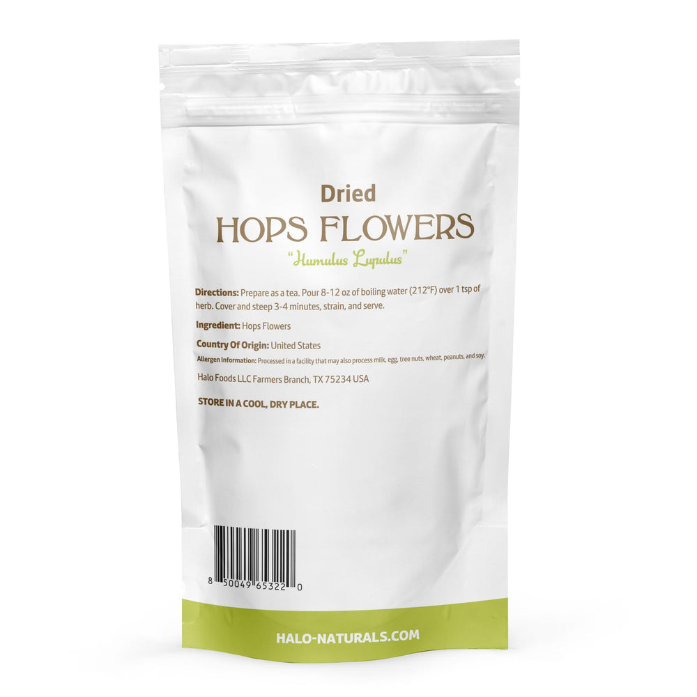 Halo Naturals hops flowers whole 4 oz pouch preserving aroma for brewing.
