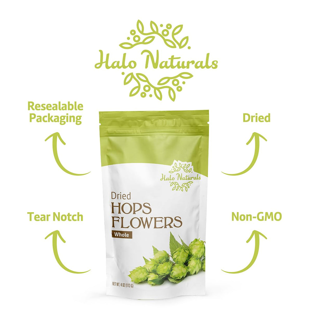 Halo Naturals hops aroma closeup suggesting fragrant additions to tea or crafts.