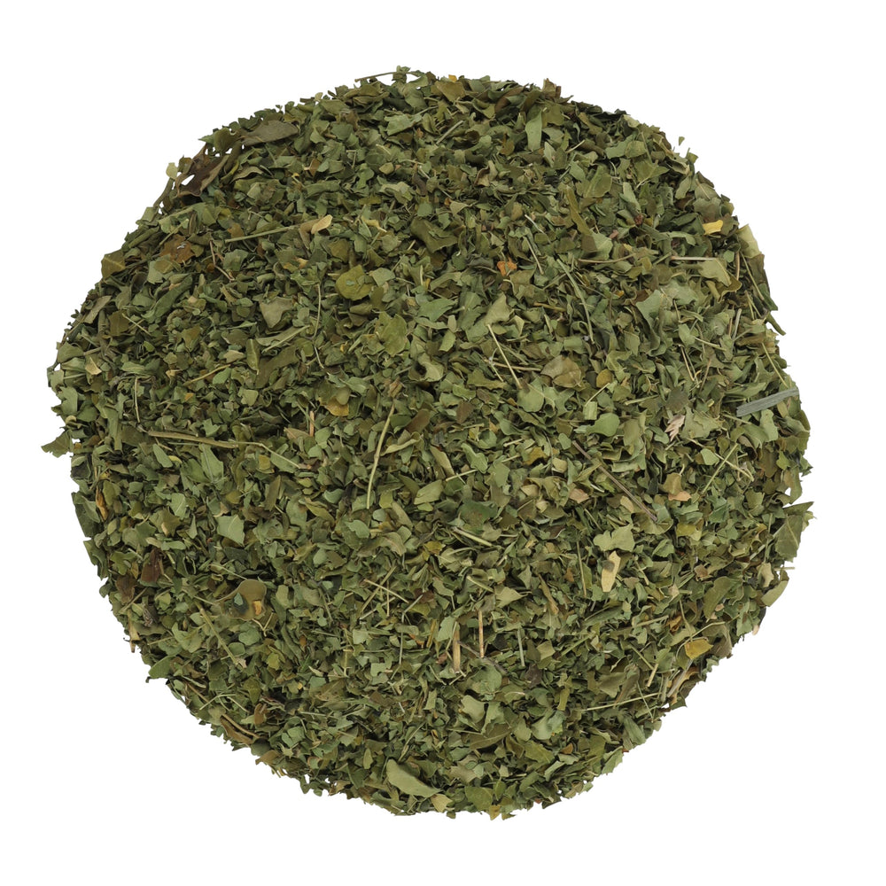 Halo Naturals moringa powder close-up texture, great for cooking and smoothies.