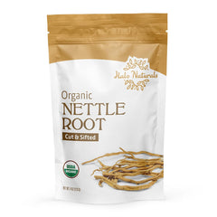 Halo Naturals nettle root dry bulk bag ready for storage and blending.