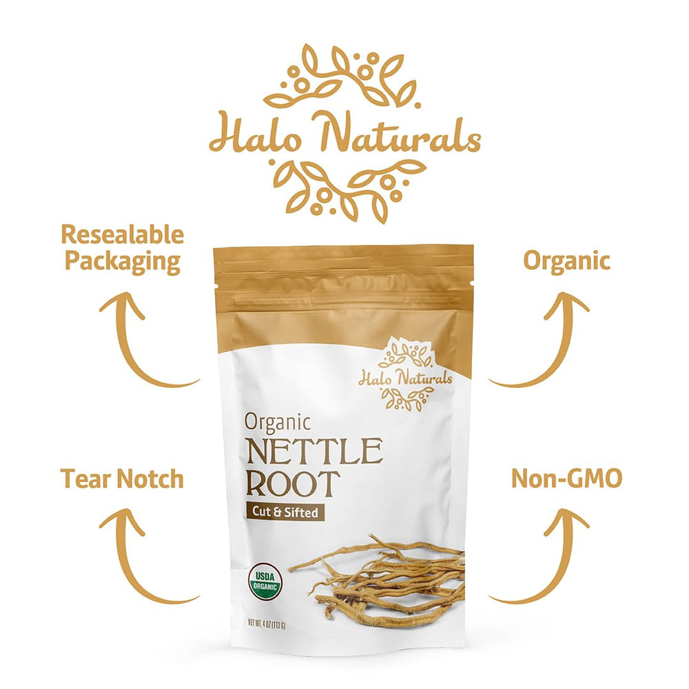 Halo Naturals nettle root measuring spoon for precise blends.