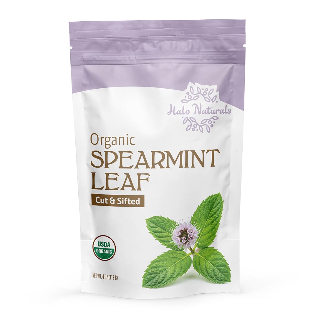 Halo Naturals organic spearmint leaf from Egypt highlighting origin.