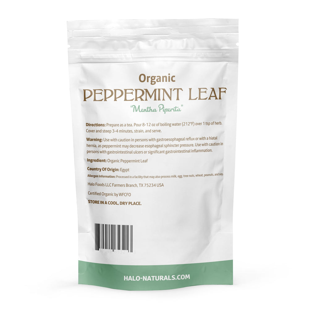 Halo Naturals peppermint leaf origin Egypt emphasizes exotic culinary sourcing