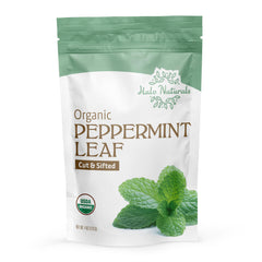 Halo Naturals peppermint leaf cut sifted texture closeup shows uniform pieces