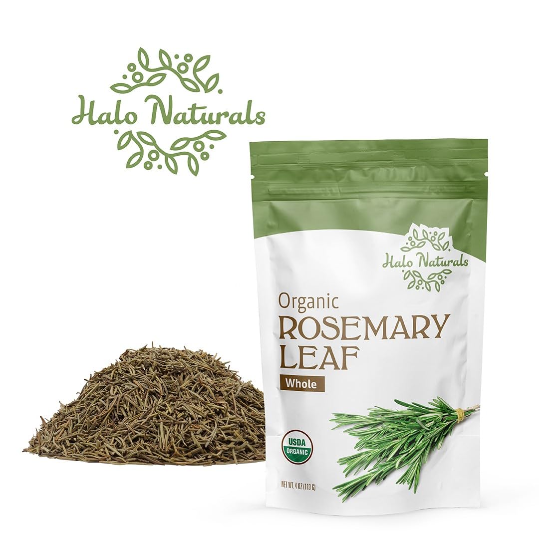 Halo Naturals rosemary leaf whole cooking use suggests seasoning soups.