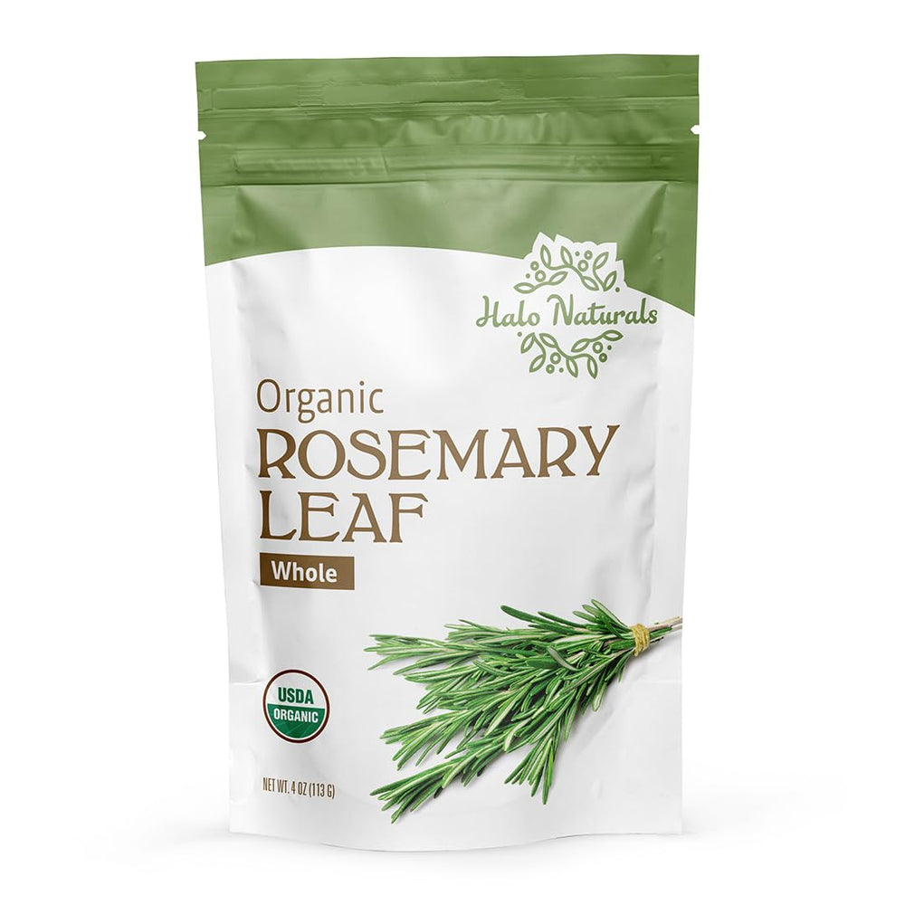 Halo Naturals rosemary leaf whole dried leaves ready to season dishes.