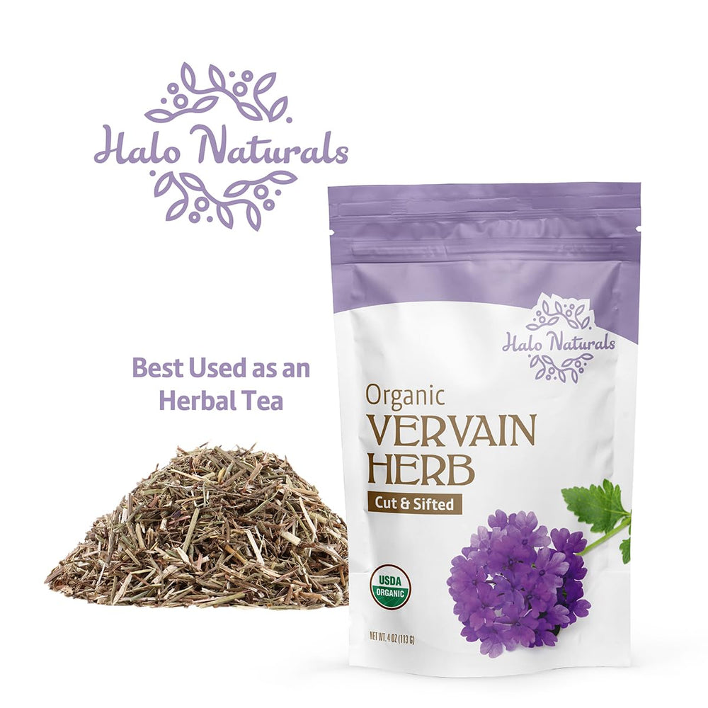 Halo Naturals vervain USDA Organic label signals trusted quality for recipes and brews.