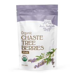 Halo Naturals Chaste Tree Berries loose berries spill into a bowl for sampling.