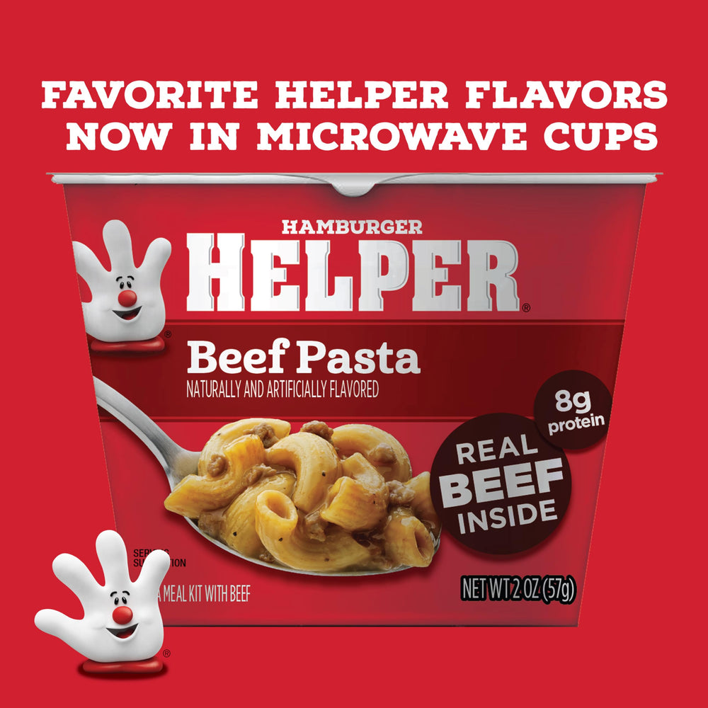 Hamburger Helper Beef Pasta Microwave Cup on-the-go dinner supports quick meals during busy evenings