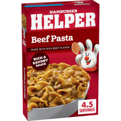 Hamburger Helper Beef Pasta being cooked in a skillet for easy weeknight dinner