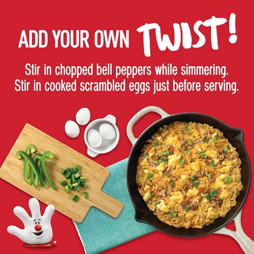 Hamburger Helper Breakfast box open with ingredients ready for cooking.