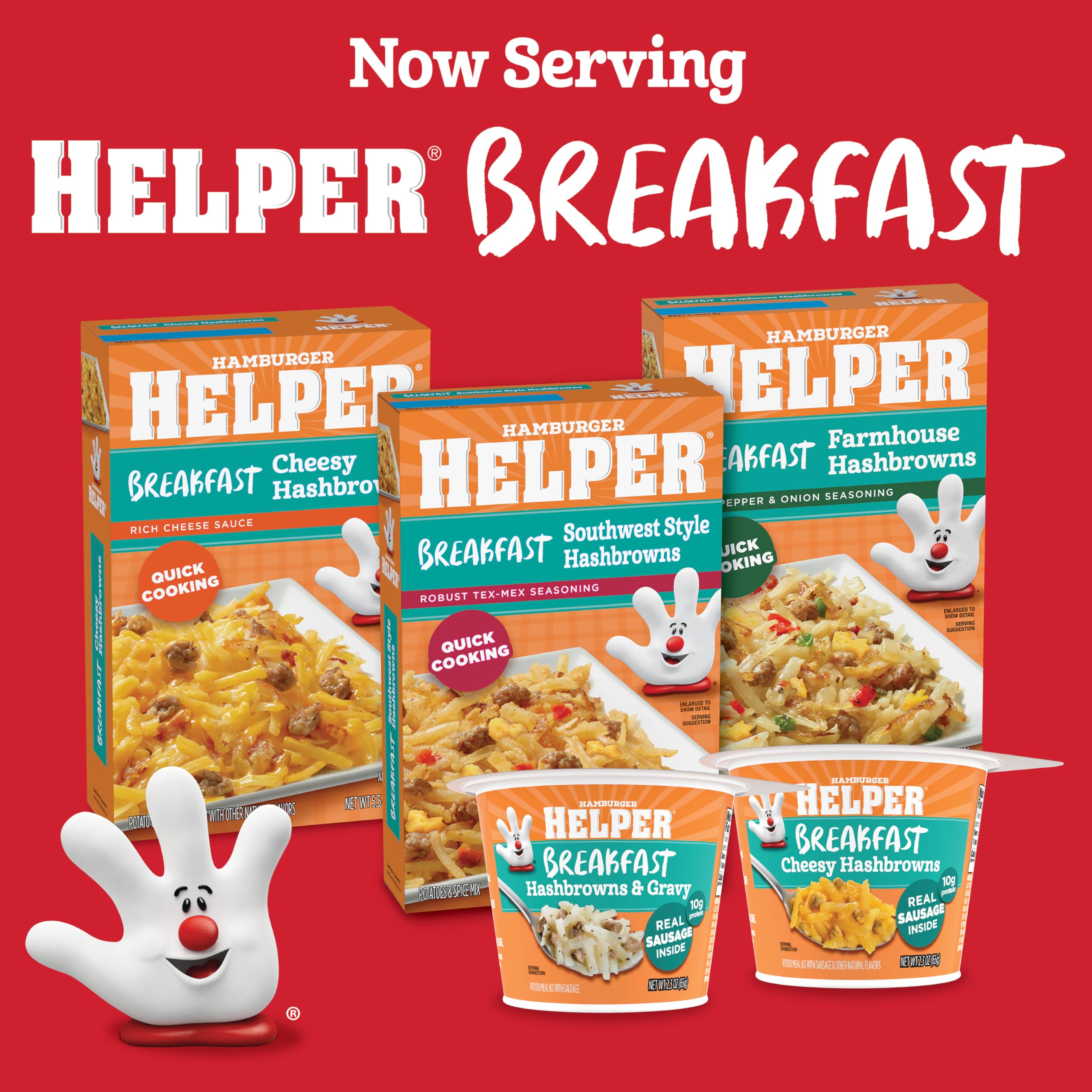Hamburger Helper Breakfast Hashbrowns cooking in pan releasing inviting aroma.