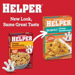 Hamburger Helper Breakfast real cheese close-up highlights authentic cheddar blend.