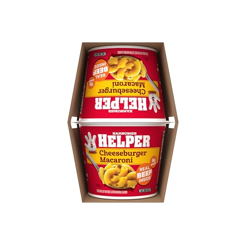 Hamburger Helper Cheeseburger Macaroni Cup creamy cheese sauce enhances texture