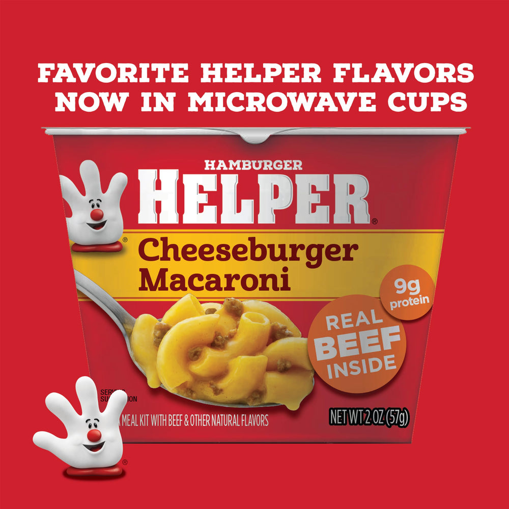 Hamburger Helper Cheeseburger Macaroni Cup plated serving heightens midweek comfort