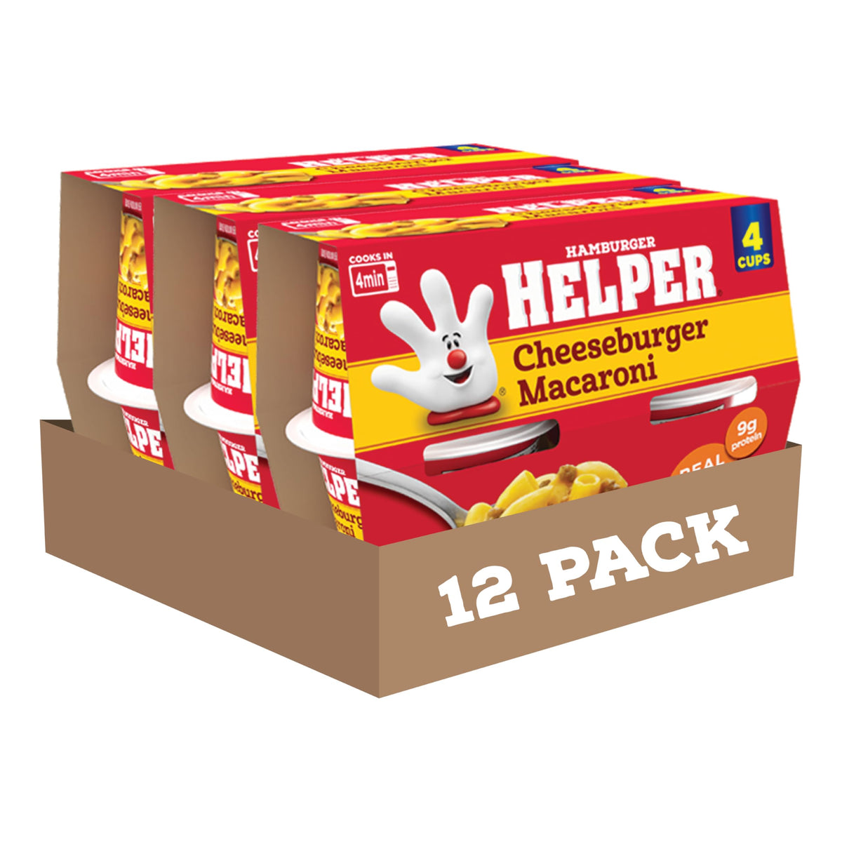 Hamburger Helper Cheeseburger Macaroni Cup unopened packaging ideal for quick meals