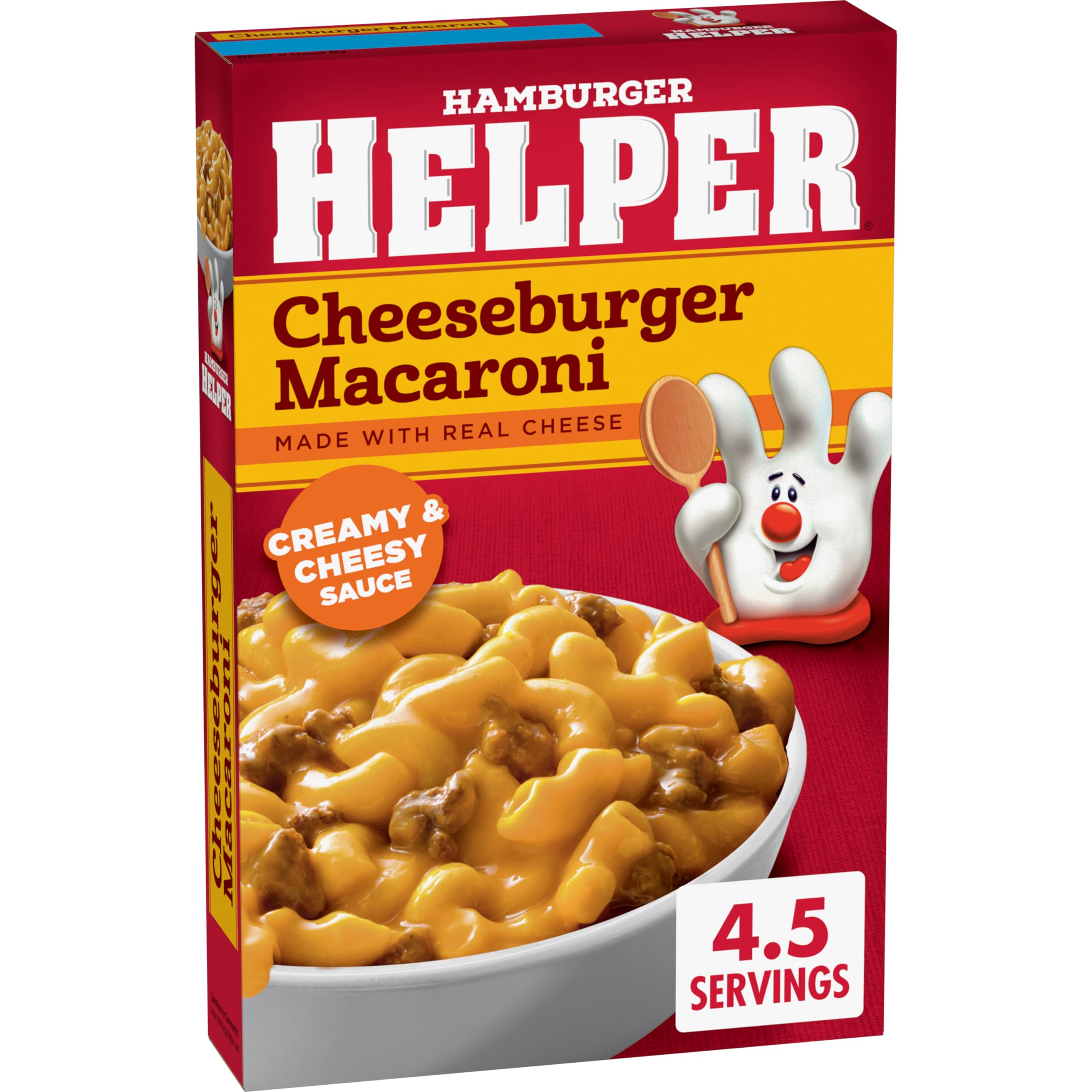 Hamburger Helper Cheeseburger Macaroni pour sauce ready in minutes.