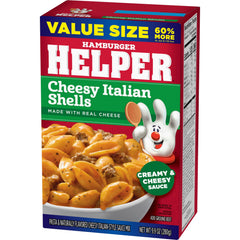 Hamburger Helper Cheesy Italian Shells simmering on stove releasing savory aroma.