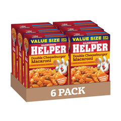 Hamburger Helper Double Cheeseburger Macaroni box ready for quick family dinners.