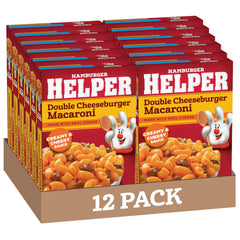 Hamburger Helper Double Cheeseburger Macaroni box showing real cheese for a cozy dinner