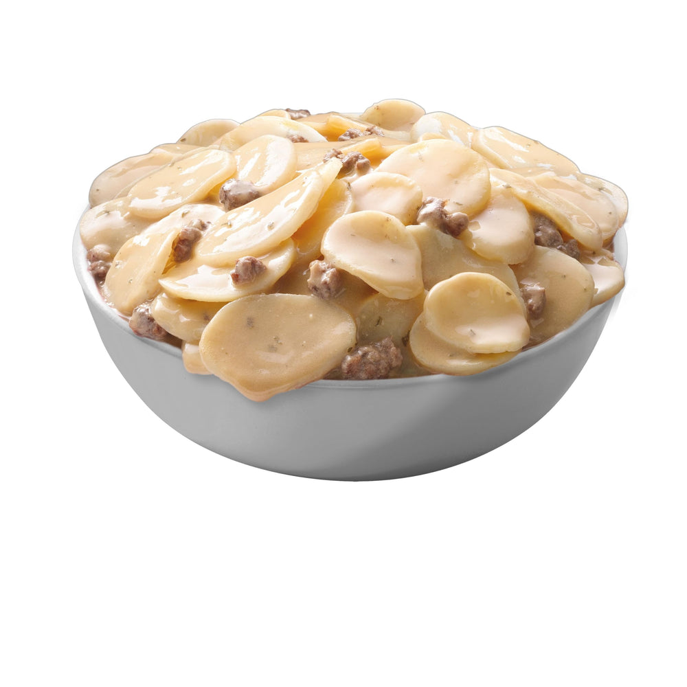 Hamburger Helper Potatoes Stroganoff ready to serve with a comforting finish.